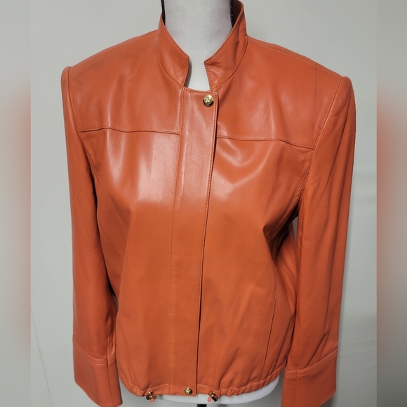 St. John Sport by Marie Gray Leather Jacket - Picture 2 of 11